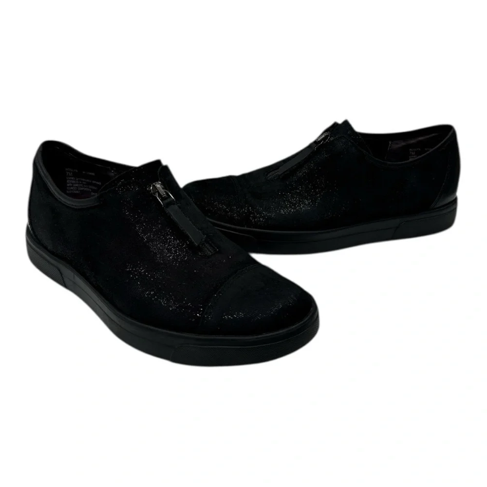 MUNRO ROSLYN Zip Sneaker Comfort Shoe BLACK SUEDE size 7 M
